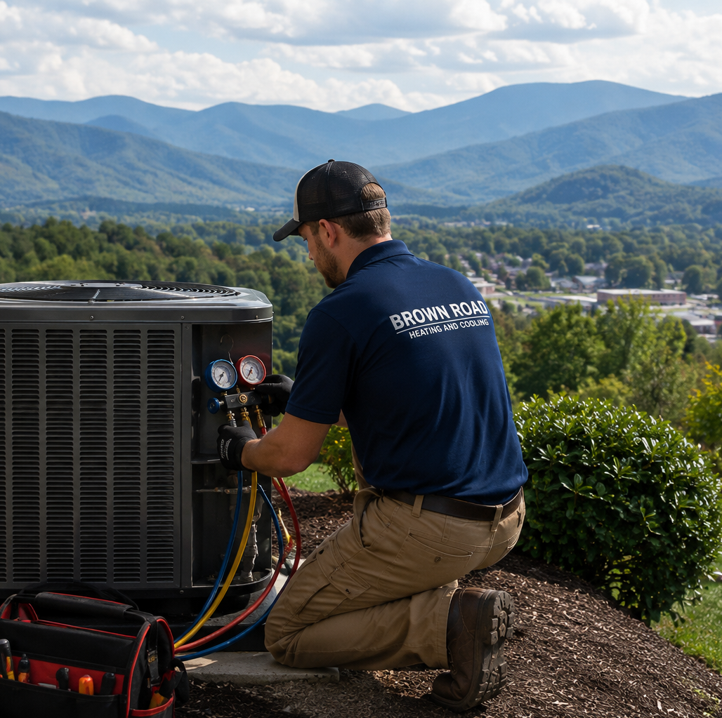 hvac technician working in hendersonville north carolina