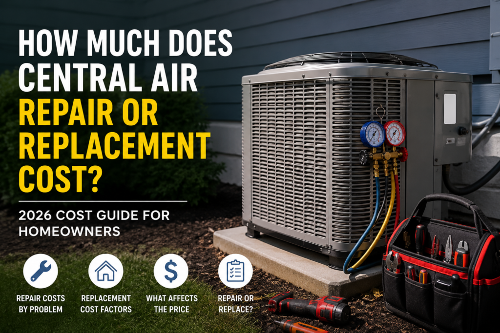 how much does central air repair or replacement cost in 2026